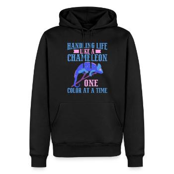 Cadeaux Caméléon - Sweat à capuche Premium bio Homme - noir - Devant - Nico (187cm)