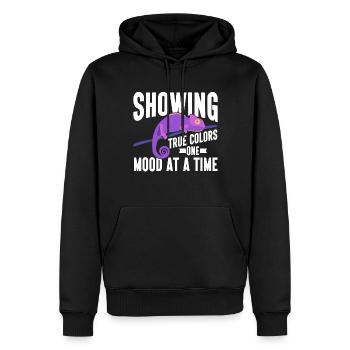 Cadeaux Caméléon - Sweat à capuche Premium bio Homme - noir - Devant - Nico (187cm)