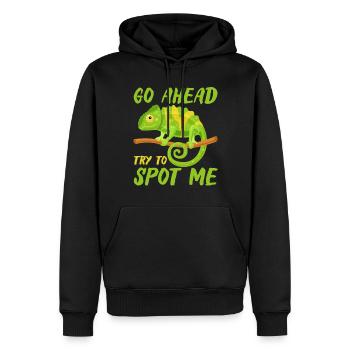 Cadeaux Caméléon - Sweat à capuche Premium bio Homme - noir - Devant - Nico (187cm)
