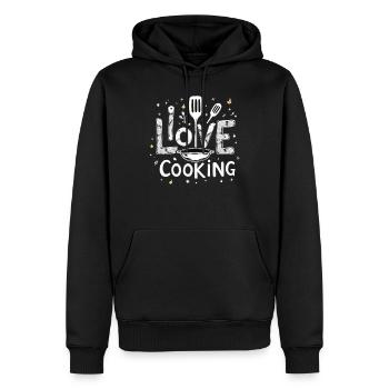 J’aime cuisiner Cuisiner Cuisiner Cuisiner - Sweat à capuche Premium bio Homme - noir - Devant - Nico (187cm)