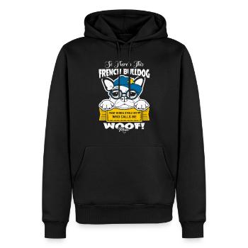 French Bulldog Calls Me Mom - Men’s Premium Organic Hoodie - black - Front - Nico (187cm)