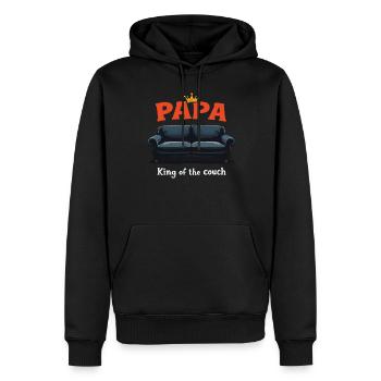 Papa Roi du canapé Papa drôle Papa disant Pères - Sweat à capuche Premium bio Homme - noir - Devant - Nico (187cm)