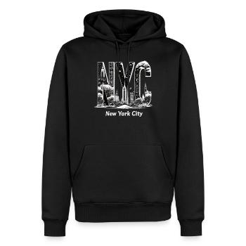 New York – Horizon de New York New York - Sweat à capuche Premium bio Homme - noir - Devant - Nico (187cm)
