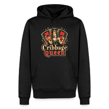 Cribbage Queen Graphic Lustiges Cribbage - Männer Premium Bio Hoodie - Schwarz - Vorne - Nico (187cm)