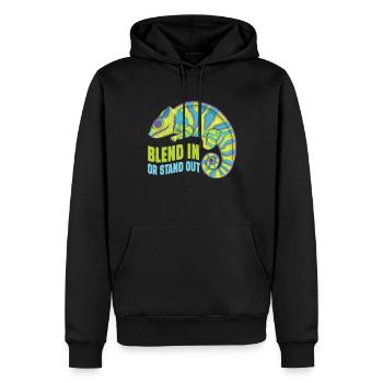 Chameleon Gifts - Männer Premium Bio Hoodie - Schwarz - Vorne - Nico (187cm)