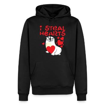 Loutre Saint-Valentin je vole - Sweat à capuche Premium bio Homme - noir - Devant - Nico (187cm)