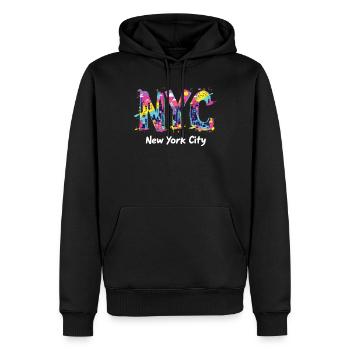 New York – Horizon de New York New York - Sweat à capuche Premium bio Homme - noir - Devant - Nico (187cm)