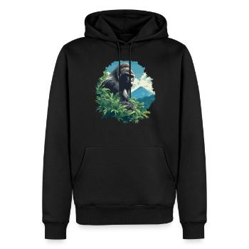 Gorilles Gorilles - Sweat à capuche Premium bio Homme - noir - Devant - Nico (187cm)