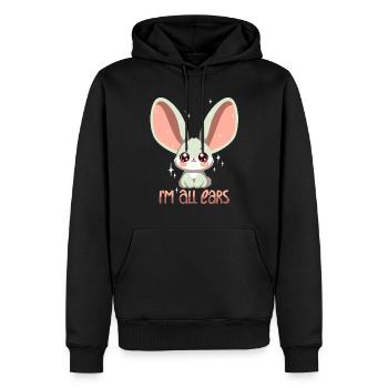 Hase: Ich bin ganz Ohr! - Männer Premium Bio Hoodie - Schwarz - Vorne - Nico (187cm)