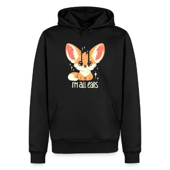 Wüstenfuchs: Ich bin ganz Ohr! - Männer Premium Bio Hoodie - Schwarz - Vorne - Nico (187cm)