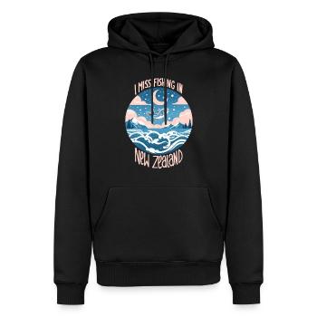 Pêche en Nouvelle-Zélande - Sweat à capuche Premium bio Homme - noir - Devant - Nico (187cm)