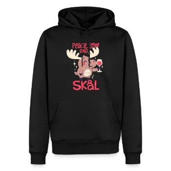 Frieden, Liebe und Skal (Prost) - Männer Premium Bio Hoodie - Schwarz - Vorne - Nico (187cm)