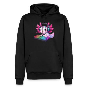 Gamesolotl Axolotl PC Gaming Gamer Lecteur vidéo - Sweat à capuche Premium bio Homme - noir - Devant - Nico (187cm)