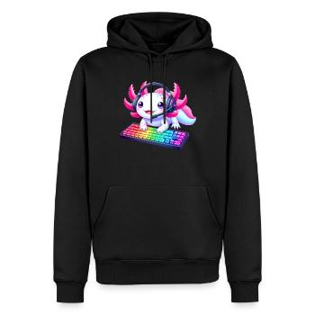 Gamesolotl Axolotl PC Gaming Gamer Lecteur vidéo - Sweat à capuche Premium bio Homme - noir - Devant - Nico (187cm)