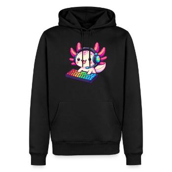 Gamesolotl Axolotl PC Gaming Gamer Lecteur vidéo - Sweat à capuche Premium bio Homme - noir - Devant - Nico (187cm)