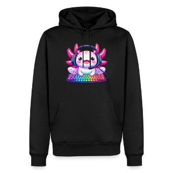Gamesolotl Axolotl PC Gaming Gamer Lecteur vidéo - Sweat à capuche Premium bio Homme - noir - Devant - Nico (187cm)