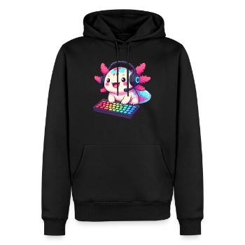 Gamesolotl Axolotl PC Gaming Gamer Lecteur vidéo - Sweat à capuche Premium bio Homme - noir - Devant - Nico (187cm)