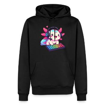 Gamesolotl Axolotl PC Gaming Gamer Lecteur vidéo - Sweat à capuche Premium bio Homme - noir - Devant - Nico (187cm)