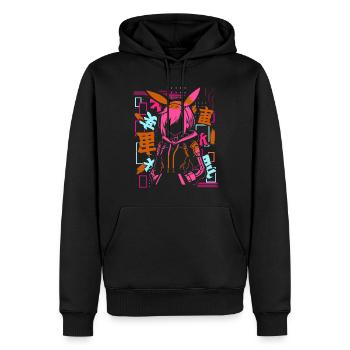 Anime Fille Japonais Coloré Cyberpunk - Sweat à capuche Premium bio Homme - noir - Devant - Nico (187cm)