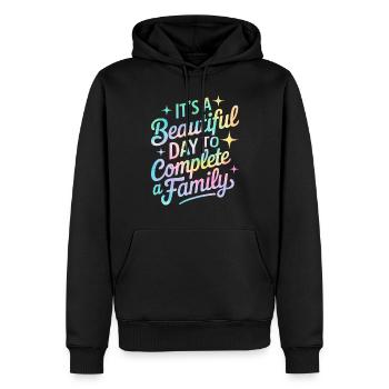 C’est une belle journée pour réaliser un tie-dye familial - Sweat à capuche Premium bio Homme - noir - Devant - Nico (187cm)