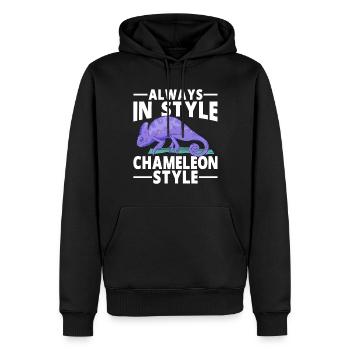 Cadeaux Caméléon - Sweat à capuche Premium bio Homme - noir - Devant - Nico (187cm)