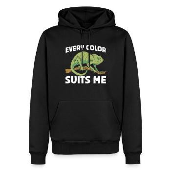 Chameleon Gifts - Männer Premium Bio Hoodie - Schwarz - Vorne - Nico (187cm)