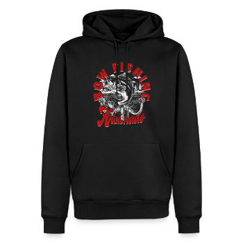 Bogenfischer Bow Fishing Aficionado - Männer Premium Bio Hoodie - Schwarz - Vorne - Nico (187cm)