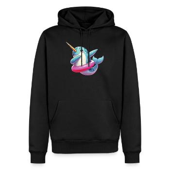 Narwhal, Whale, Sea Creature, Unicorn, Ocean - Men’s Premium Organic Hoodie - black - Front - Nico (187cm)