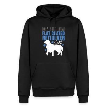 Die mit dem Flat Coated Retriever - Männer Premium Bio Hoodie - Schwarz - Vorne - Nico (187cm)