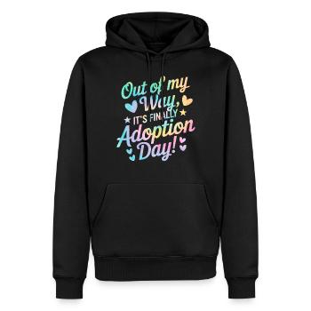 Aus dem Weg, es ist endlich Adoptionstag Batik Dye - Männer Premium Bio Hoodie - Schwarz - Vorne - Nico (187cm)