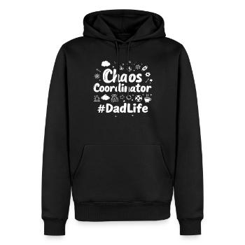 Coordinateur du chaos #DadLife drôle de papa disant - Sweat à capuche Premium bio Homme - noir - Devant - Nico (187cm)