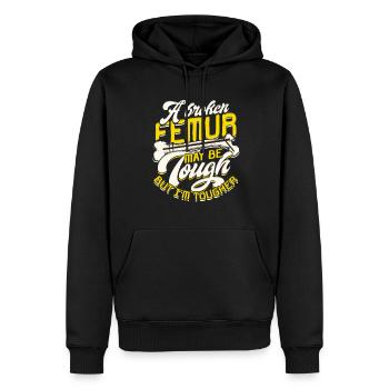 Beinbruch Gebrochener Oberschenkel - Männer Premium Bio Hoodie - Schwarz - Vorne - Nico (187cm)