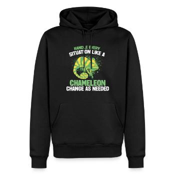 Chameleon Gifts - Männer Premium Bio Hoodie - Schwarz - Vorne - Nico (187cm)