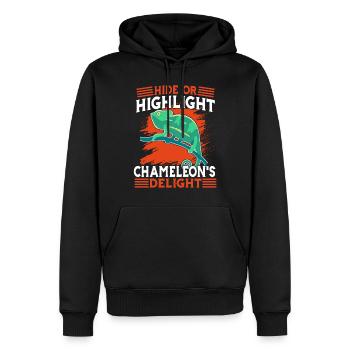 Chameleon Gifts - Männer Premium Bio Hoodie - Schwarz - Vorne - Nico (187cm)