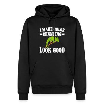 Cadeaux Caméléon - Sweat à capuche Premium bio Homme - noir - Devant - Nico (187cm)