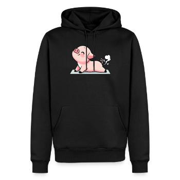 Yoga du cochon Méditation Inspiration Expiration Yoga - Sweat à capuche Premium bio Homme - noir - Devant - Nico (187cm)