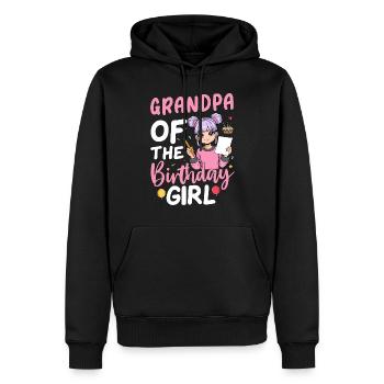 Papi de la fille d’anniversaire - Sweat à capuche Premium bio Homme - noir - Devant - Nico (187cm)