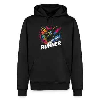 City Runner Stadtläufer - Männer Premium Bio Hoodie - Schwarz - Vorne - Nico (187cm)