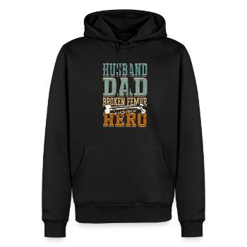 Beinbruch Gebrochener Oberschenkel Vater - Männer Premium Bio Hoodie - Schwarz - Vorne - Nico (187cm)