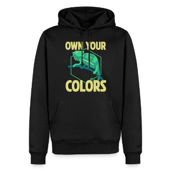 Cadeaux Caméléon - Sweat à capuche Premium bio Homme - noir - Devant - Nico (187cm)