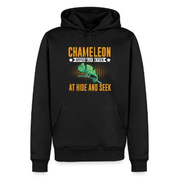Chameleon Gifts - Männer Premium Bio Hoodie - Schwarz - Vorne - Nico (187cm)