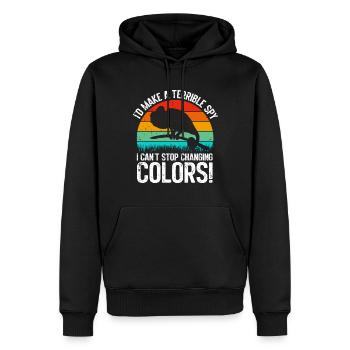 Chameleon Gifts - Männer Premium Bio Hoodie - Schwarz - Vorne - Nico (187cm)
