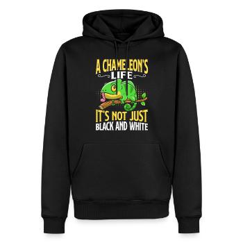 Cadeaux Caméléon - Sweat à capuche Premium bio Homme - noir - Devant - Nico (187cm)