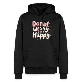 Donut Worry Be Happy – Lustiger Donut Spruch Donut - Männer Premium Bio Hoodie - Schwarz - Vorne - Nico (187cm)