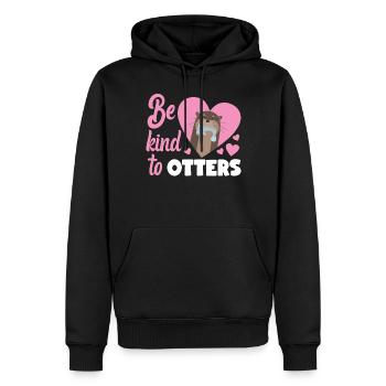 Loutre Jeu de mots Soyez gentil avec les loutres - Sweat à capuche Premium bio Homme - noir - Devant - Nico (187cm)