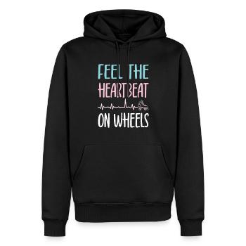 Rollerskater Party Feel Heartbeat On Wheels Gift - Männer Premium Bio Hoodie - Schwarz - Vorne - Nico (187cm)