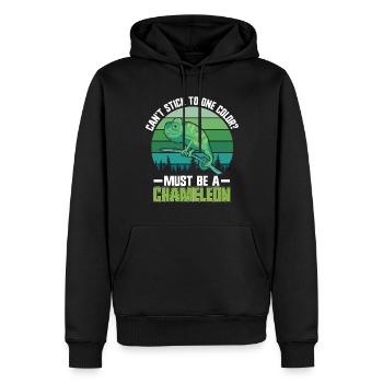 Chameleon Gifts - Männer Premium Bio Hoodie - Schwarz - Vorne - Nico (187cm)