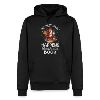 Bücherwurm Drache Fantasy Buchliebhaber - Männer Premium Bio Hoodie - Schwarz - Vorne - Nico (187cm)