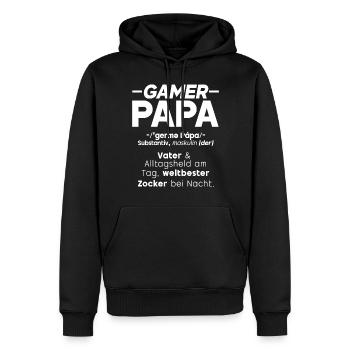 Gamer Papa Papa Amateur de jeux vidéo PC - Sweat à capuche Premium bio Homme - noir - Devant - Nico (187cm)
