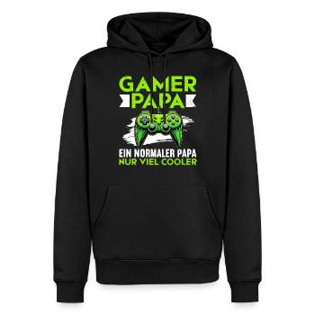 Gamer Papa Papa Amateur de jeux vidéo PC - Sweat à capuche Premium bio Homme - noir - Devant - Nico (187cm)